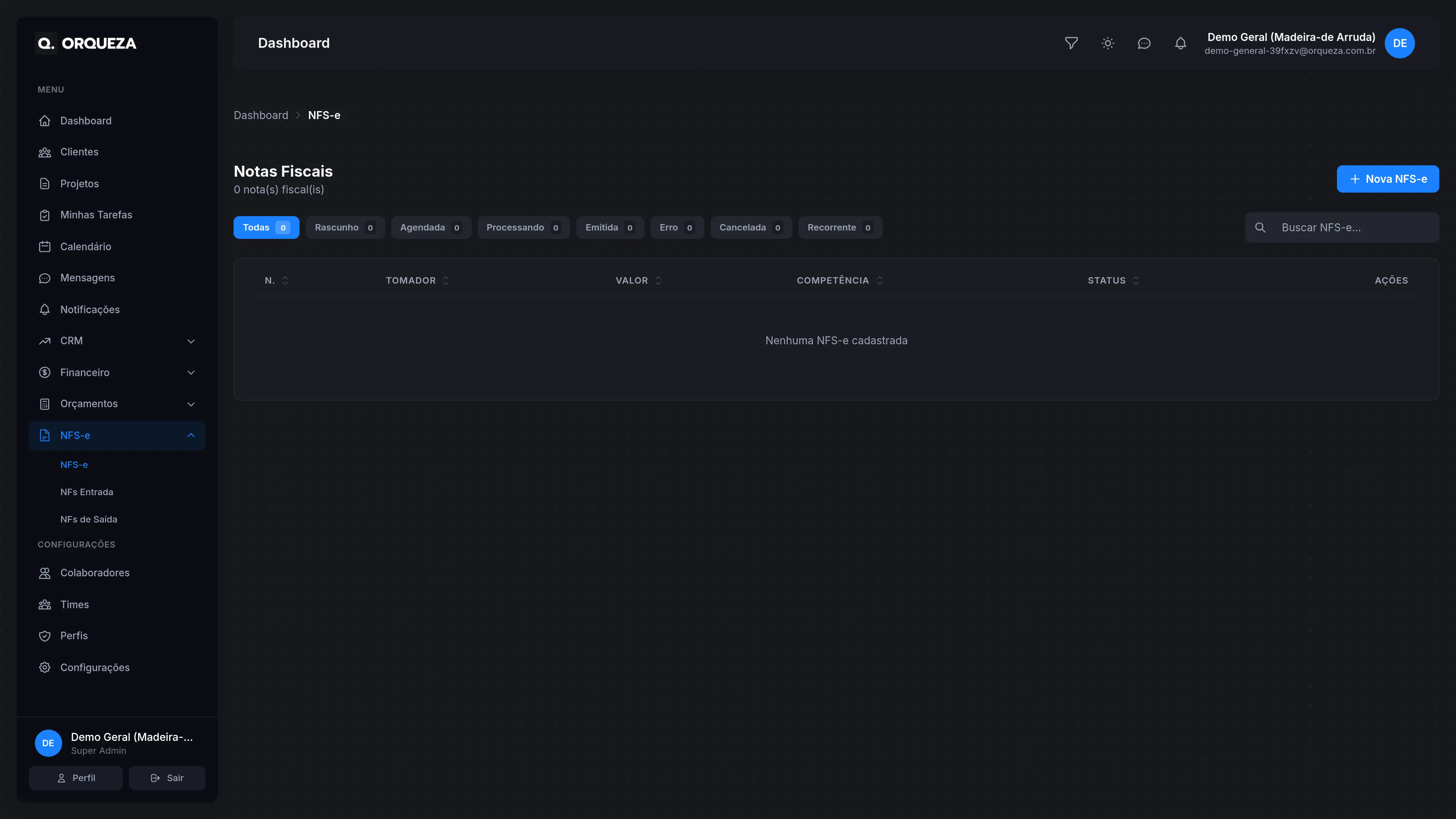 Como realizar o cadastro de serviço NFS-e e configurar tributação no Orqueza